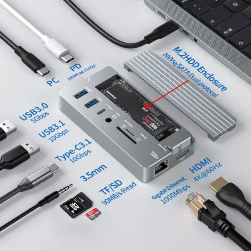 10-In-1 USB C Docking Station+SSD Enclosure